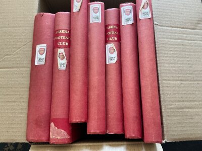 Arsenal Bound Volumes Of Football Programmes: Volumes for 75/76 76/77 77/78 78/79 80/81 81/82 86/87. All have first team matches with covers. (7)
