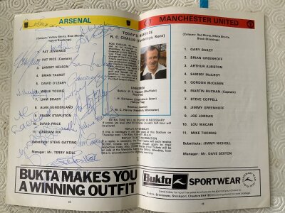 1979 Signed Arsenal FA Cup Final Programme: Lovely item fully signed by not only the 11 winning players but also substitute Steve Gatting. C/W a further programme signed by the referee. (2)