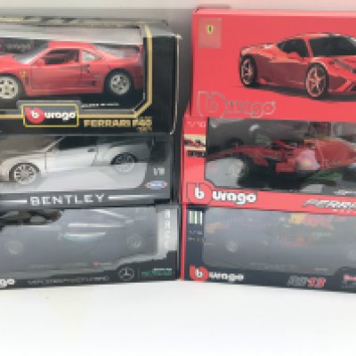 6 X Boxed 1/18 Scale Burago Diecast Vehicles. No Reserve.