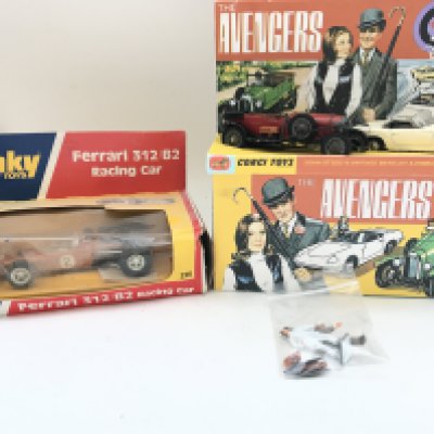 A Boxed Corgi Avengers Gift Set In Repro Box. (Cars are Playworn) and a Dinky Ferrari 312 /B2 Racing Car #226. No Reserve.