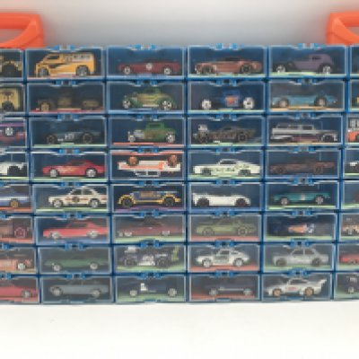 A Collection of Hot Wheels Cars In a multibrick Car Case. No Reserve.