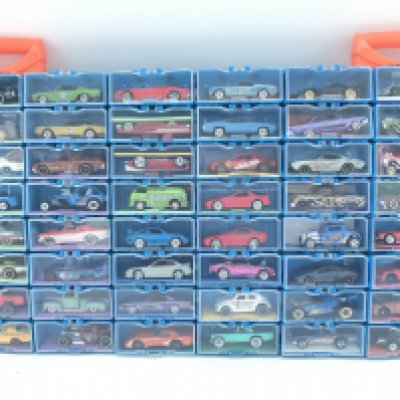 A Collection of Hot Wheels Cars In a multibrick Car Case. No Reserve.