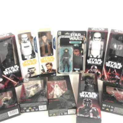 A Box Containing Boxed Modern Star Wars Figures and Others.