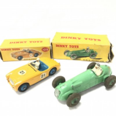 2 X Boxed Dinky Vehicles. A Austin-Healey 100 Sports #109 and a H.W.M Racing Car #235.