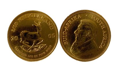 A 2005 1/10th Kruggerand, small gold coin.