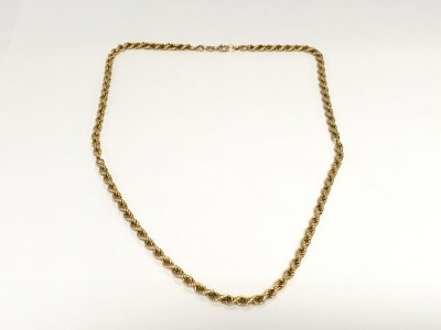 An 18ct gold rope chain weighing