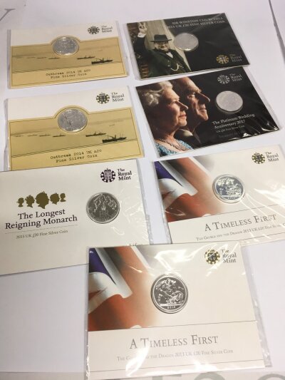 Royal Mint £20 Fine silver coins