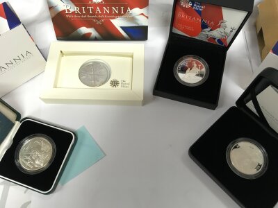 Britannia One Ounce Silver Proof coins- 2003, 2013 and 2016