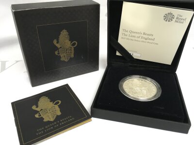 A Royal Mint 2017 UK Lion of England Queens Beasts silver proof one ounce coin