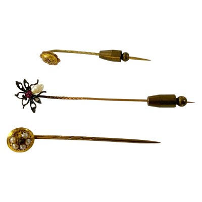 3 Edwardian tie /cloak pins.