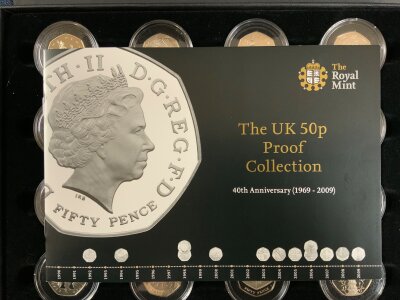 Royal Mint Issue, UK 50p Proof collection 40th Anniversary 1969-2009, to include the 2009 issue KEW GARDENS 50p.