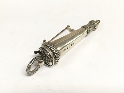 A Victorian silver chatelaine whistle, Birmingham hallmarks.