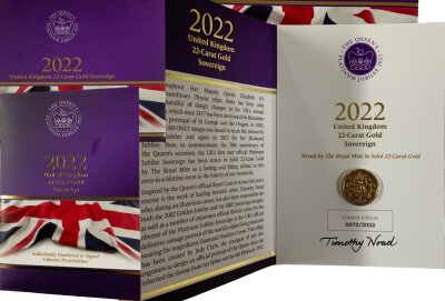 A 2022 Queen Elizabeth II sovereign, Uncircualted, sealed Numbered and signed.
