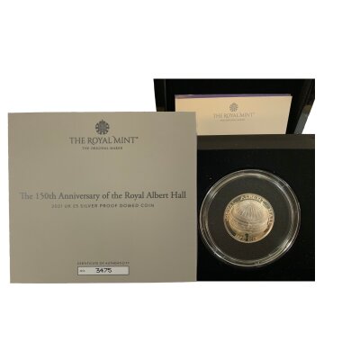 A Royal Mint issue 2021 UK £5 Silver proof, 2 ounce coin. 150th Anniversary of the Royal Albert Hall.
