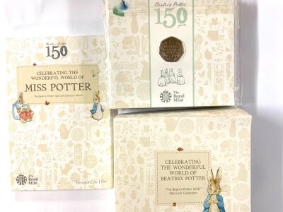 A collection of Beatrix Potter uncirculated 50p coins, and presentation case.