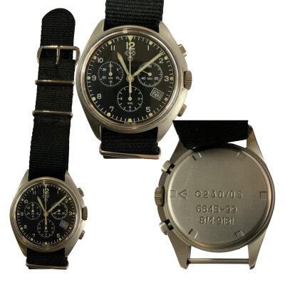 CWC Cabot Falcon Chronograph quartz watch, canvas strap. 2005 issue, C230/05 6645-99 814-9131, along side crows foot mark.