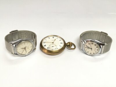 An Accurist watch and one other plus a pocket watch (3).
