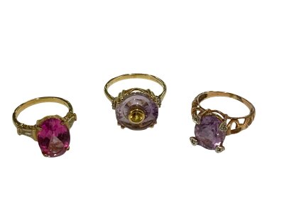 3 9ct gold gem set rings 11.5g