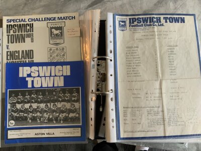 Ipswich Town Home Youth Football Programmes: Two folders from a private collection from 1973 Youth Cup Final up to 2024. Mostly colour team sheets to include Eastern Junior Cup, SJFC, Under 19 18 17 14 etc. Unwritten in excellent condition. (257)