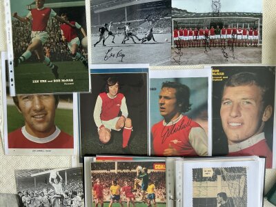 Arsenal Signed Football Magazine Pictures: Mainly large from the 60s and 70s to include Rashford Ure Sammels Kelly Wilson and Neil. ( Est 110)