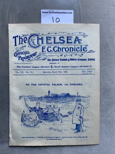 1908 Southampton v Wolves FA Cup Semi Final Football Programme: Excellent condition ex bound programme played at Chelsea on 28 3 1908 with no writing. Wolverhampton Wanderers went on to win the FA Cup.