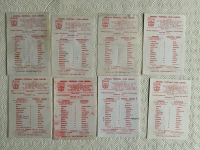 68/69 Arsenal Home Reserves Football Programmes: Football Combination League + Cup single sheet programmes in overall fair condition to include Charlton Youth Cup. (18)