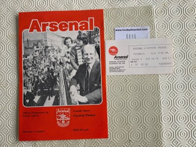 78/79 Arsenal v Crystal Palace Friendly Football Ticket: Excellent condition match ticket dated 12 8 1978 with equally good unwritten programme. (2)