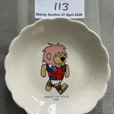 1966 World Cup Ceramic Willie Ash Tray: Stunning item featuring WC Willie in vibrant unused condition. FA copyright to rear. 