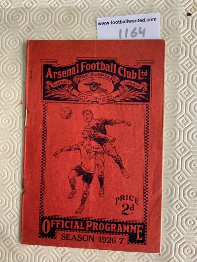 1926 - 1927 Arsenal v Bolton Football Programme: Good condition league match with no team changes. Rusty staples removed. Score to team page