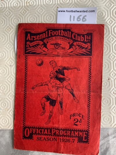 1926 - 1927 Arsenal v Liverpool Football Programme: Good condition league match with no team changes. Rusty staples still present.