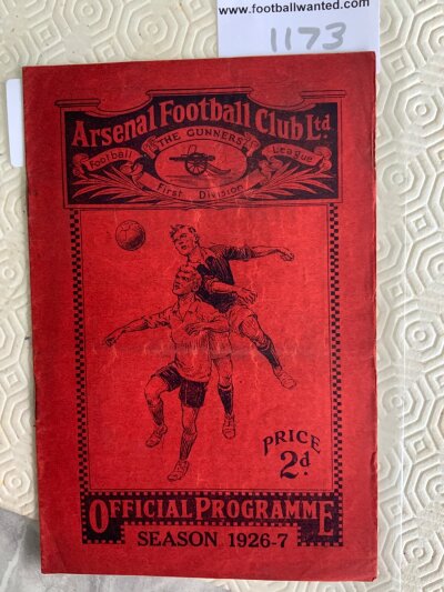 1926 - 1927 Arsenal v Bury Football Programme: Good condition league match with no team changes. Rusty staples present and holding firm