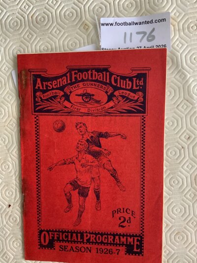 1926 - 1927 Arsenal v Cardiff Football Programme: Good condition league match with writing to team page. . Rusty staples removed with wear to their previous position.