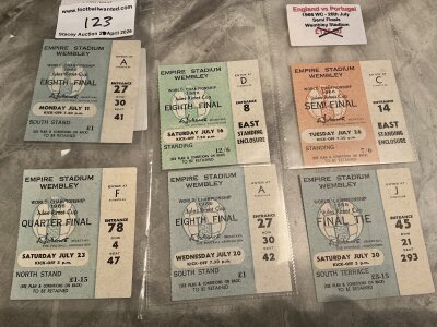 All England 1966 World Cup Football Tickets: An excellent condition ticket for all 6 matches that England played on the road to winning the World Cup including the final. (6)