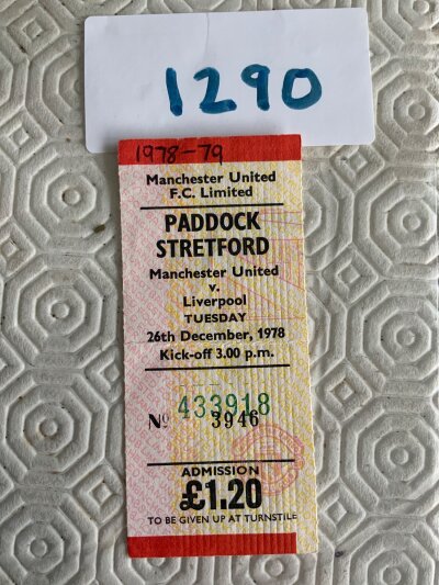 78/79 Liverpool v Manchester United Football Ticket: League match ticket with season written.
