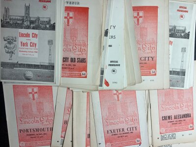 Brighton Reading Lincoln + Cardiff Home Football Programmes: Brighton 1970s x 90, Reading 60s + 70s x 80, Lincoln x 80s which are mainly 60s, Cardiff City from 1964 through to the 70s x 180. 2 boxes with excellent condition programmes. (400+)
