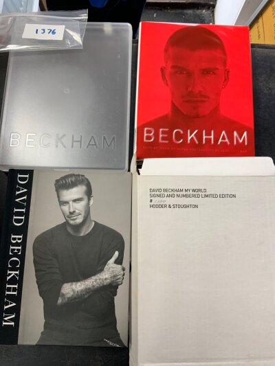 David Beckham Manchester United Signed Football Books: My world number 1100/1500 hand signed without dedication in plastic Beckham logo plastic case. C/W David Beckham produced in 2013 also undedicated. (2)