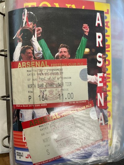 Arsenal Complete 94/95 Home Programmes Reserves + Tickets: All 1st team programmes and tickets plus reserves, team sheets and much more. Includes Mikita Tournament, Adams Testimonial, ECWC.