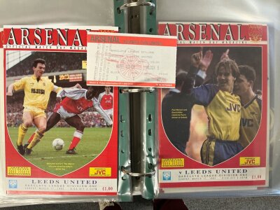Arsenal Complete 91/92 Home Programmes Reserves + Tickets: All 1st team programmes and tickets plus reserves, team sheets and much more. Includes 2 different covers for Leeds programme, Islington v South London schools programme.