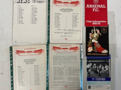 Arsenal Complete 88/89 Home Reserves Football Programmes: All A4 programmes for reserves plus 1st X1 team sheets and much more including Islington v West London.
