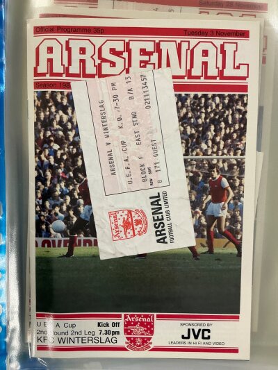 Arsenal Complete 81/82 Home Programmes Tickets: Championship season. All 28 1st team programmes including Middlesbrough postponed and accompanying tickets in good condition. Please note there is not a ticket for played match v Middlesbrough. (55)