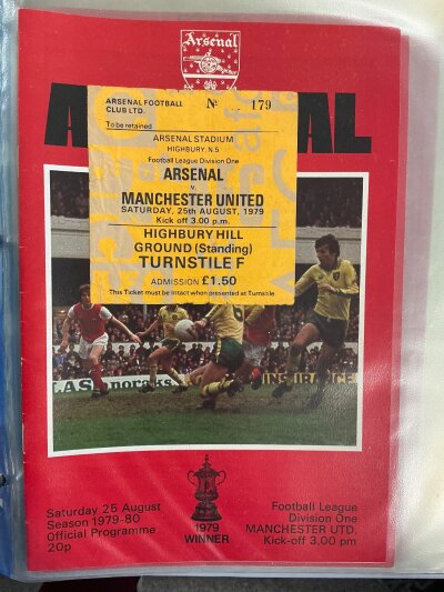 Arsenal Complete 79/80 Home Programmes + Tickets: All 32 1st team programmes and accompanying tickets in good condition. Includes League Cup, FA Cup and ECWC. (64)