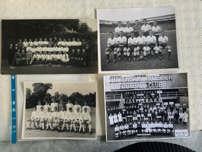 Tottenham Team Group Press Photos: Large 32/33 group by Crawford which has been previously stuck down. Other photos have press stamps and are from 1967 and two more earlier. (4)