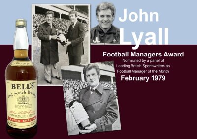 West Ham John Lyall Manager of the Month Whiskey Bottles: Awarded to John Lyall in February 1979. Also comes with 3 other different whiskey containers that he acquired during his career. Munros King Of Kings Rare Old De Luxe Scotch Whisky (40 per cent) and a further labelled Bonnyrigg Wembley Club 1954-1979 (70 per cent with scuffing to label). Given to Lyall by his mentor Ron Greenwood but it is unknown how it was obtained and why it was passed on.