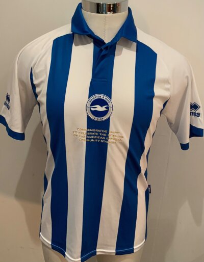 Brighton 2011 Match Worn Football Shirt: Blue and white short sleeve shirt. Number 20 to rear. Match Worn v Tottenham to commemorate the opening of the new Amex Stadium