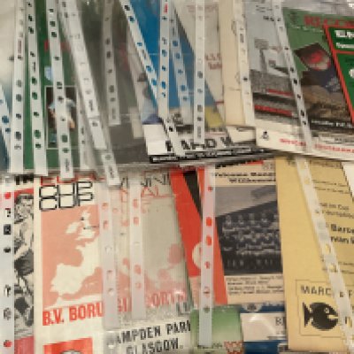ECWC Final Football Programmes: From 1962 to 1999 in very good condition. Includes 1963 Athletico Madrid v Tottenham, 1964 Sporting club Portugal v Budapest, 1966 Dortmund v Liverpool, 1969 Barcelona v Bratislava, 1981 Tblisi v Jena, 1983 Aberdeen v Real Madrid. (28)
