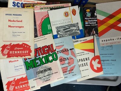 International Football Programmes: Includes the home nations excluding England plus many other countries from the late 50s onwards. Excellent condition. (60+)