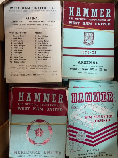 West Ham Football Programmes: Large quantity which are mainly homes from the 60s onwards. Excellent condition to possibly contain full sets. Instructions to sell. (est 700+)