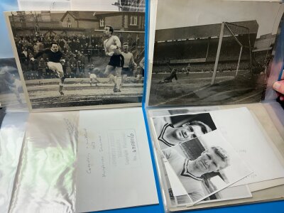 1960s Watford Football Press Photos: Four folders with approximately 100 press photos often with press stamps and annotations to rear. Many are large match action but there are some smaller individual portraits. Must view. (est 100)