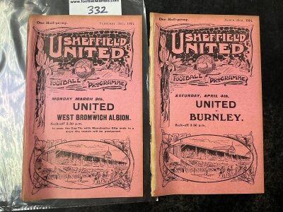 1913 - 1914 Sheffield United Reserve Football Programmes: Good condition ex bound with no team changes v Grenoside and Doncaster Rovers. (2)