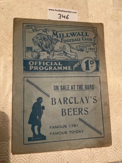 36/37 Millwall v Manchester City Football Programme: Very good condition FA Cup programme with no team changes. Light folding.